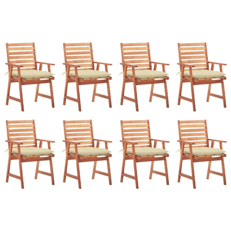 vidaXL Sillas comedor de jardín y cojines 8 uds madera maciza acacia vidaXL Sillas comedor de jardín y cojines 8 uds madera maciza acacia