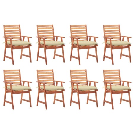 vidaXL Sillas comedor de jardín y cojines 8 uds madera maciza acacia 