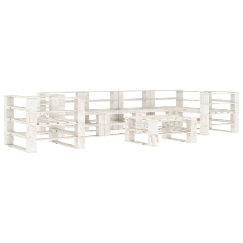 vidaXL Juego de muebles de palés para jardín 7 piezas madera blanco