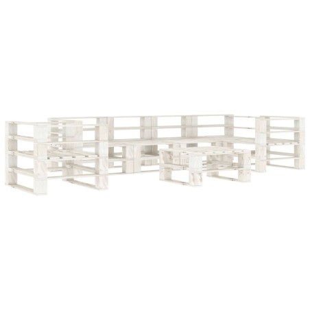 vidaXL Juego de muebles de palés para jardín 7 piezas madera blanco