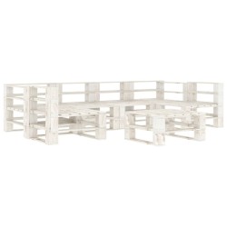 vidaXL Juego de muebles de palets para jardín 7 piezas madera blanco