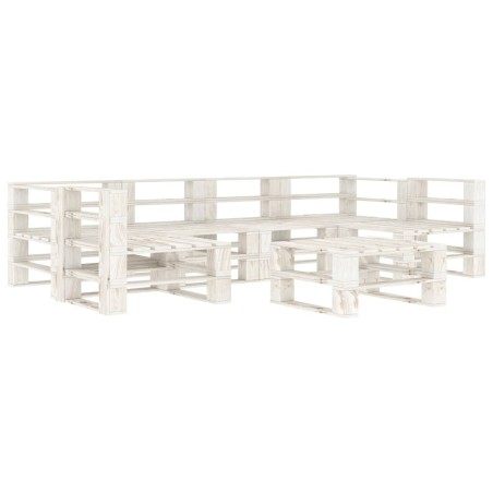 vidaXL Juego de muebles de palets para jardín 7 piezas madera blanco