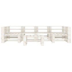 vidaXL Juego de muebles de palets para jardín 7 piezas madera blanco