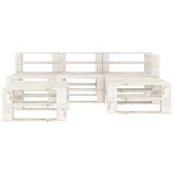vidaXL Juego de muebles de palets para jardín 5 piezas madera blanco