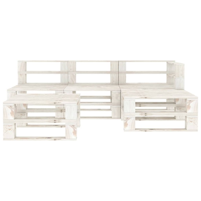 vidaXL Juego de muebles de palets para jardín 5 piezas madera blanco
