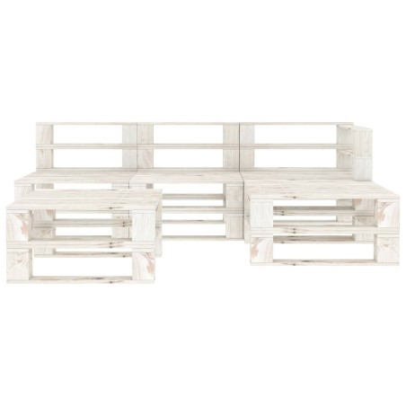 vidaXL Juego de muebles de palets para jardín 5 piezas madera blanco