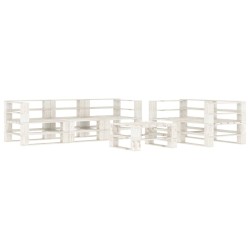vidaXL Juego de muebles de palés para jardín 6 piezas madera blanco