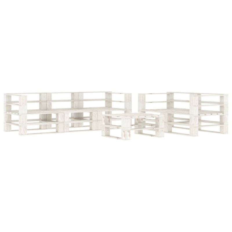 vidaXL Juego de muebles de palés para jardín 6 piezas madera blanco