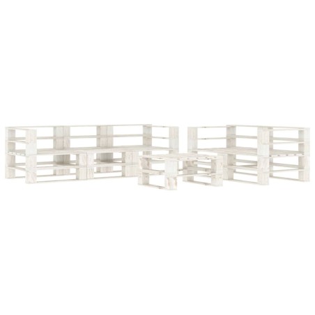 vidaXL Juego de muebles de palés para jardín 6 piezas madera blanco