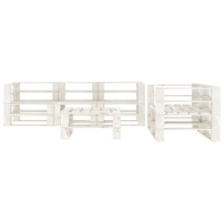 vidaXL Juego de muebles de palés para jardín 6 piezas madera blanco