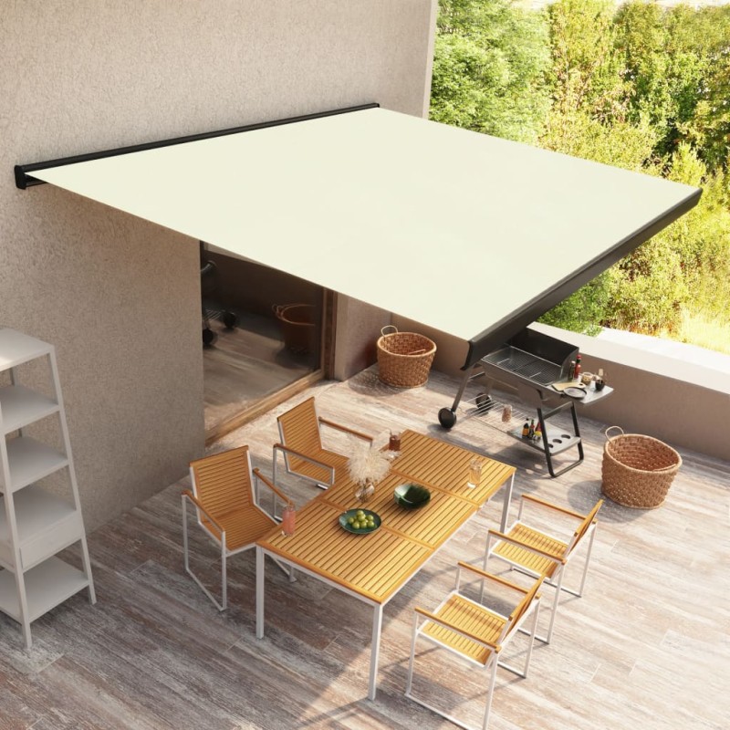 vidaXL Toldo de carrete motorizado color crema 450x300 cm