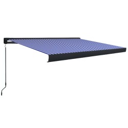 vidaXL Toldo de carrete manual azul y blanco 300x250 cm