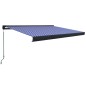 vidaXL Toldo de carrete manual azul y blanco 300x250 cm vidaXL Toldo de carrete manual azul y blanco 300x250 cm