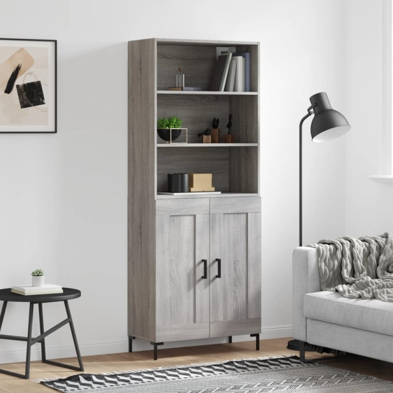vidaXL Aparador alto madera contrachapada gris sonoma 69,5x34x180 cm vidaXL Aparador alto madera contrachapada gris sonoma 69,5x34x180 cm