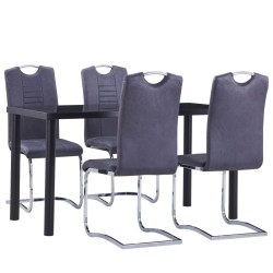 vidaXL Juego de comedor 5 piezas piel de ante artificial gris