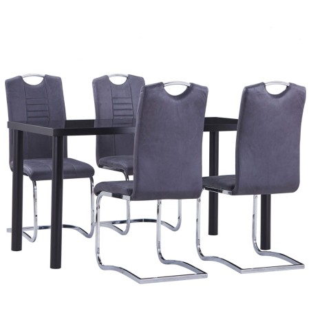 vidaXL Juego de comedor 5 piezas piel de ante artificial gris