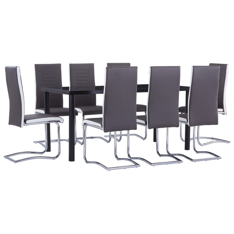 vidaXL Juego de comedor 9 piezas cuero sintético gris vidaXL Juego de comedor 9 piezas cuero sintético gris
