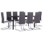 vidaXL Juego de comedor 9 piezas cuero sintético gris vidaXL Juego de comedor 9 piezas cuero sintético gris