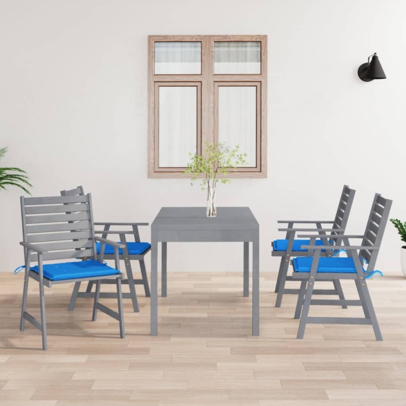 vidaXL Sillas de comedor jardín con cojines 4 uds madera maciza acacia vidaXL Sillas de comedor jardín con cojines 4 uds madera maciza acacia