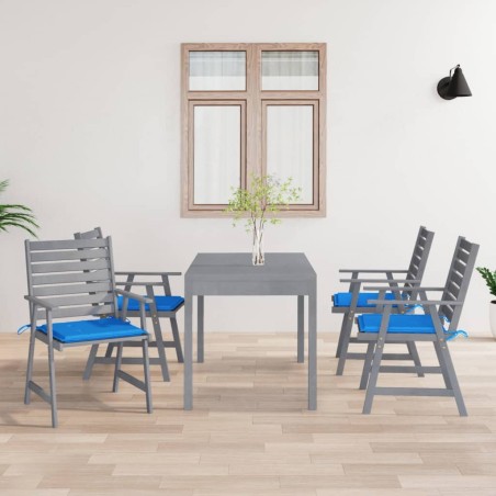 vidaXL Sillas de comedor jardín con cojines 4 uds madera maciza acacia