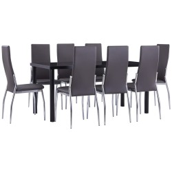 vidaXL Juego de comedor 9 piezas cuero sintético gris