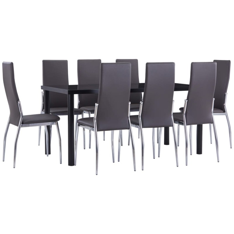 vidaXL Juego de comedor 9 piezas cuero sintético gris vidaXL Juego de comedor 9 piezas cuero sintético gris