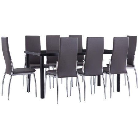 vidaXL Juego de comedor 9 piezas cuero sintético gris