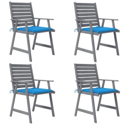 vidaXL Sillas de comedor jardín con cojines 4 uds madera maciza acacia