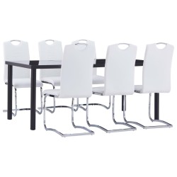 vidaXL Juego de comedor 7 piezas cuero sintético blanco