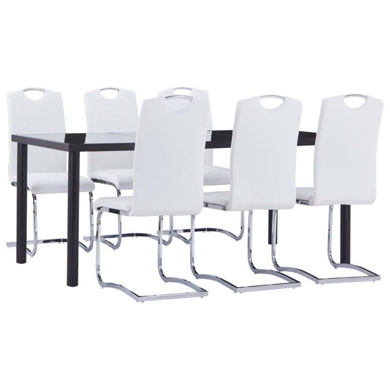 vidaXL Juego de comedor 7 piezas cuero sintético blanco vidaXL Juego de comedor 7 piezas cuero sintético blanco