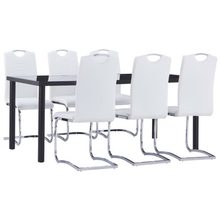 vidaXL Juego de comedor 7 piezas cuero sintético blanco