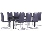 vidaXL Juego de comedor 9 piezas piel de ante artificial gris vidaXL Juego de comedor 9 piezas piel de ante artificial gris