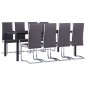 vidaXL Juego de comedor 9 piezas cuero sintético gris vidaXL Juego de comedor 9 piezas cuero sintético gris
