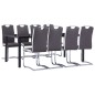 vidaXL Juego de comedor 9 piezas cuero sintético gris