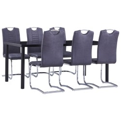vidaXL Juego de comedor 7 piezas piel de ante artificial gris