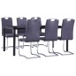 vidaXL Juego de comedor 7 piezas piel de ante artificial gris