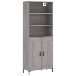 vidaXL Aparador alto madera contrachapada gris sonoma 69,5x34x180 cm