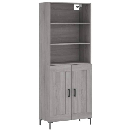 vidaXL Aparador alto madera contrachapada gris sonoma 69,5x34x180 cm