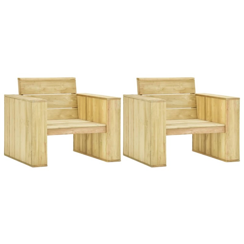 vidaXL Sillas de jardín 2 uds madera de pino impregnada 89x76x76 cm
