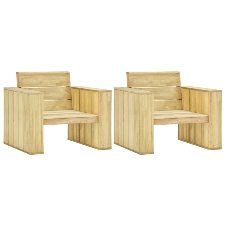 vidaXL Sillas de jardín 2 uds madera de pino impregnada 89x76x76 cm
