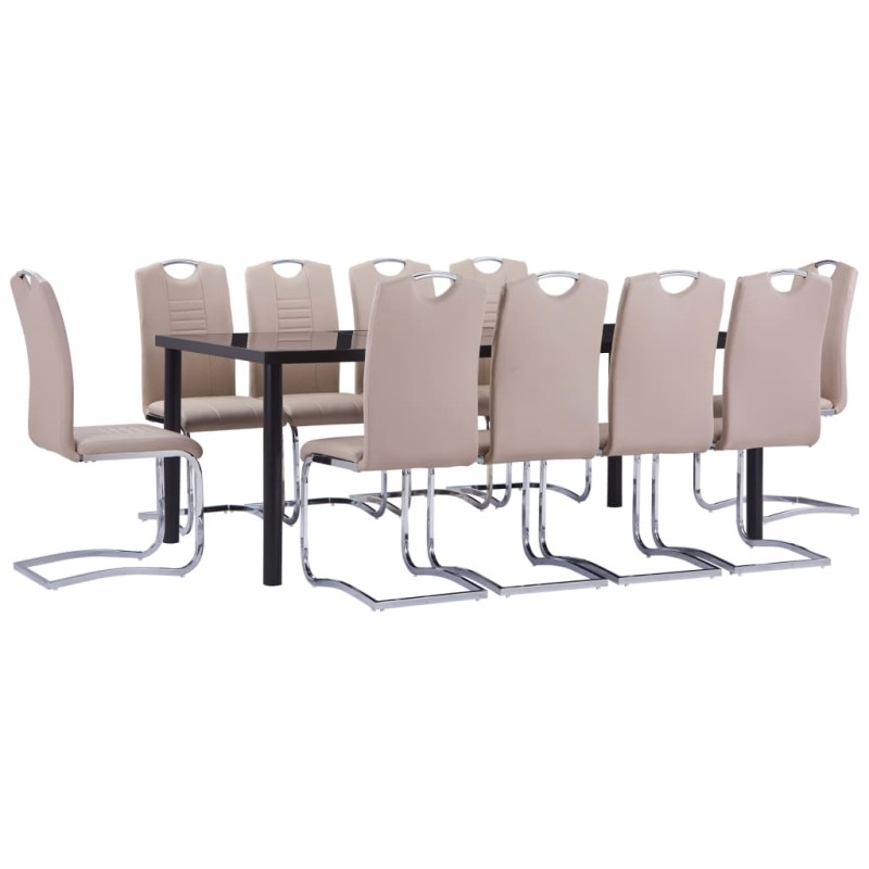 vidaXL Juego de comedor 11 piezas cuero sintético color capuchino vidaXL Juego de comedor 11 piezas cuero sintético color capuchino