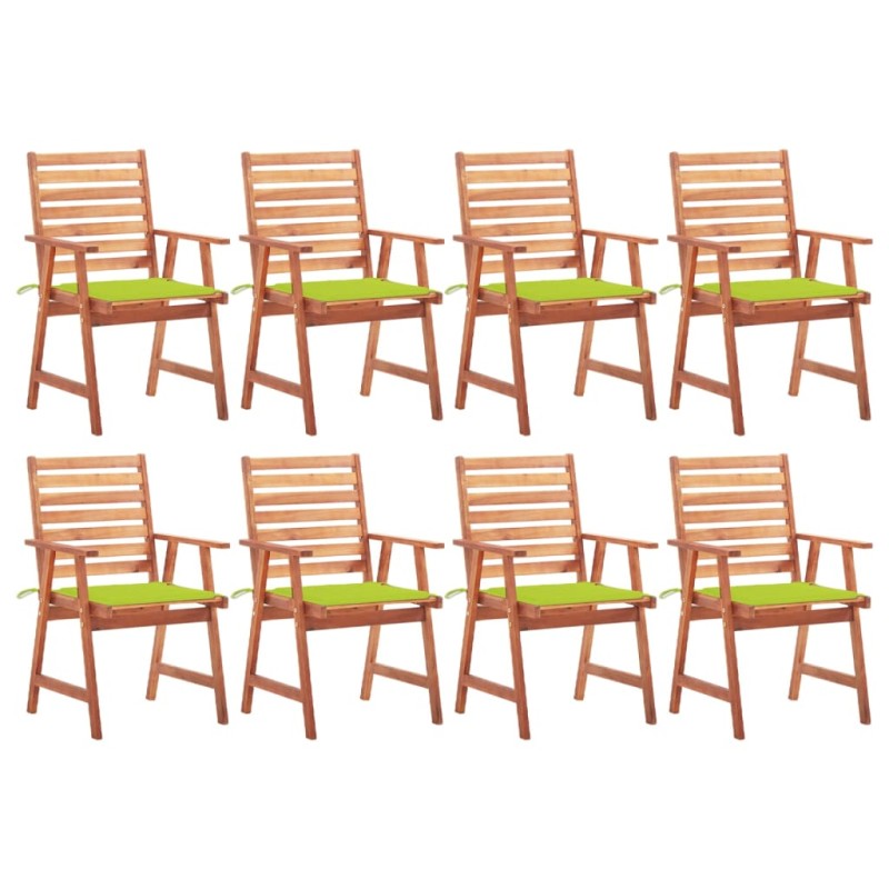 vidaXL Sillas comedor de jardín y cojines 8 uds madera maciza acacia vidaXL Sillas comedor de jardín y cojines 8 uds madera maciza acacia