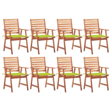vidaXL Sillas comedor de jardín y cojines 8 uds madera maciza acacia 