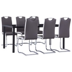 vidaXL Juego de comedor 7 piezas cuero sintético gris