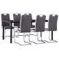 vidaXL Juego de comedor 7 piezas cuero sintético gris vidaXL Juego de comedor 7 piezas cuero sintético gris