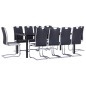 vidaXL Juego de comedor 11 piezas cuero sintético negro vidaXL Juego de comedor 11 piezas cuero sintético negro