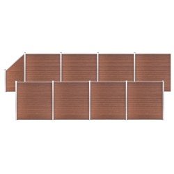 vidaXL Set de valla 8 cuadradas + 1 oblicua WPC marrón 1484x186 cm