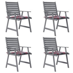 vidaXL Sillas de comedor jardín con cojines 4 uds madera maciza acacia