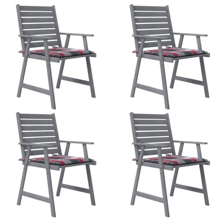 vidaXL Sillas de comedor jardín con cojines 4 uds madera maciza acacia