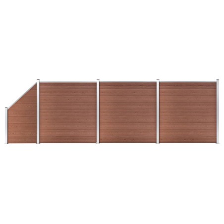 vidaXL Set de valla 3 cuadradas + 1 oblicua WPC marrón 619x186 cm